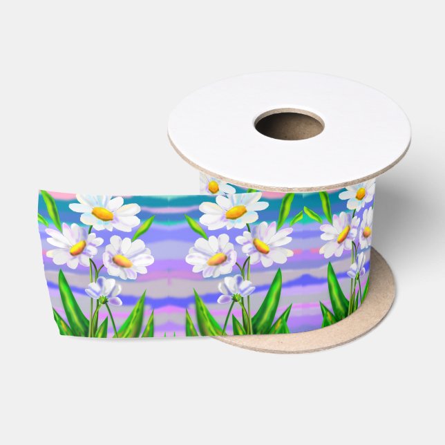 Daisy Flowers Satin Ribbon Spring Gift (Spool)