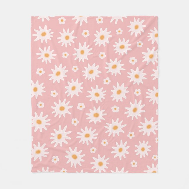 Daisy flowers seamless pattern. Floral backgrounda Fleece Blanket (Front)