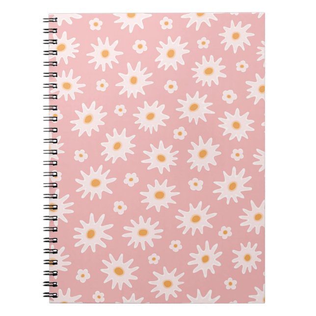 Daisy flowers seamless pattern. Floral backgrounda Notebook (Front)