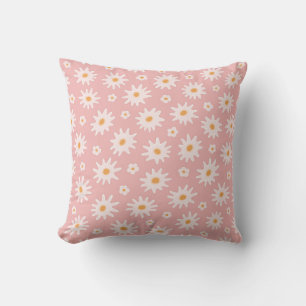 Daisy flowers seamless pattern. Floral backgrounda Throw Pillow