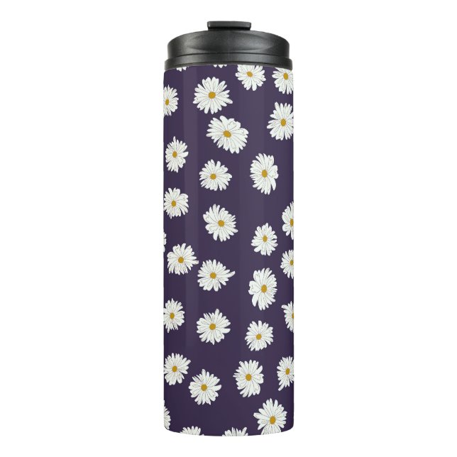 Daisy flowers: small, seamless pattern. thermal tumbler (Front)