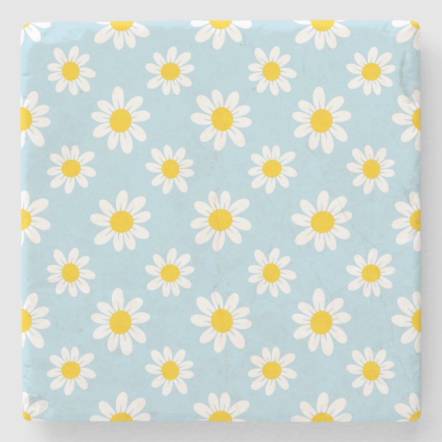 Daisy flowers stone coaster (Front)