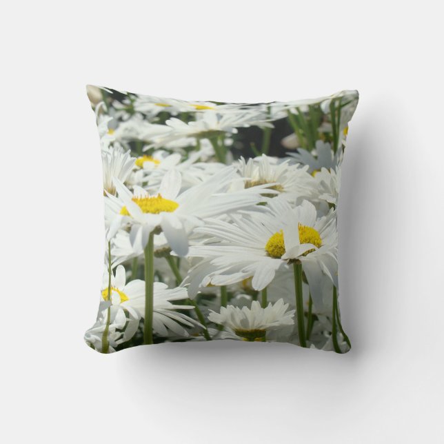 Daisy Flowers Throw Pillows White Daisies (Front)