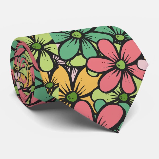 Daisy Flowers Tie (Rolled)