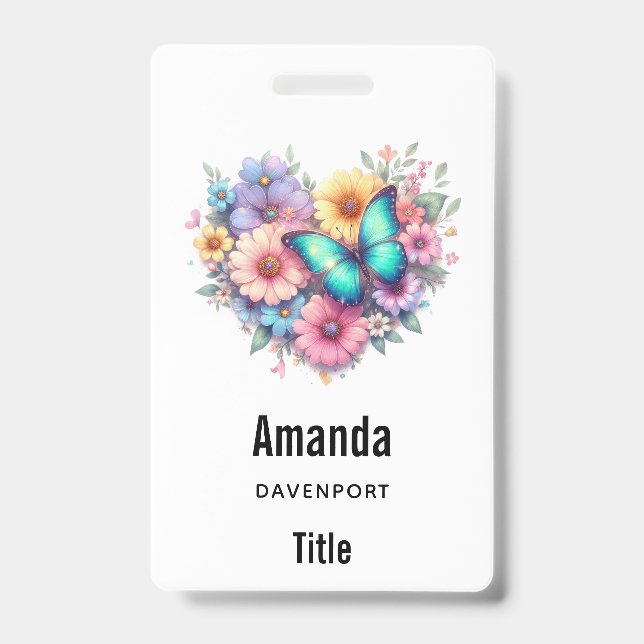 Daisy Flowers with a Beautiful Butterfly Badge (Front)