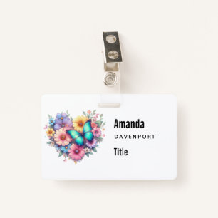 Daisy Flowers with a Beautiful Butterfly Badge