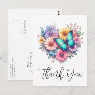 Daisy Flowers with a Beautiful Butterfly Thank You Postcard