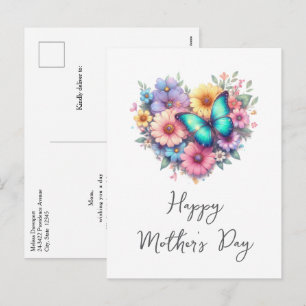 Daisy Flowers with a Blue Butterfly Mother's Day Holiday Postcard