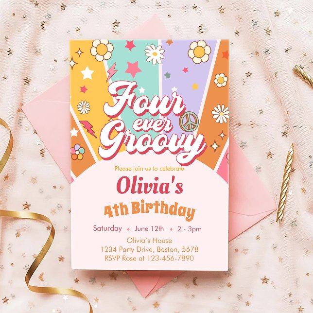 Daisy Four Ever Super 4ème anniversaire Invitation (Créateur téléchargé)