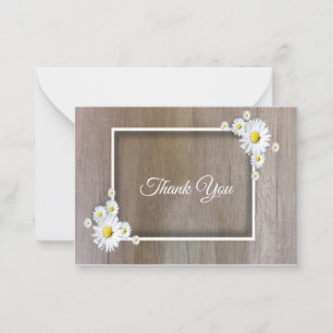 Daisy Frame On The Wood Thank You Cards