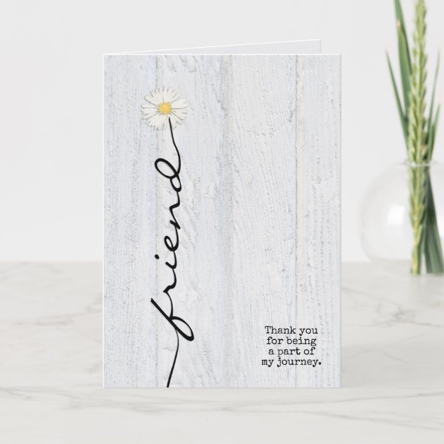 daisy friend flower on wood thank you card (Front)