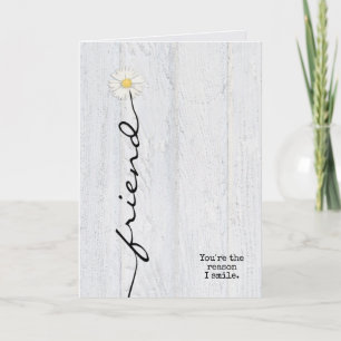daisy friendship flower on wood card