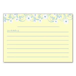 Daisy Garden Blue Recipe Card