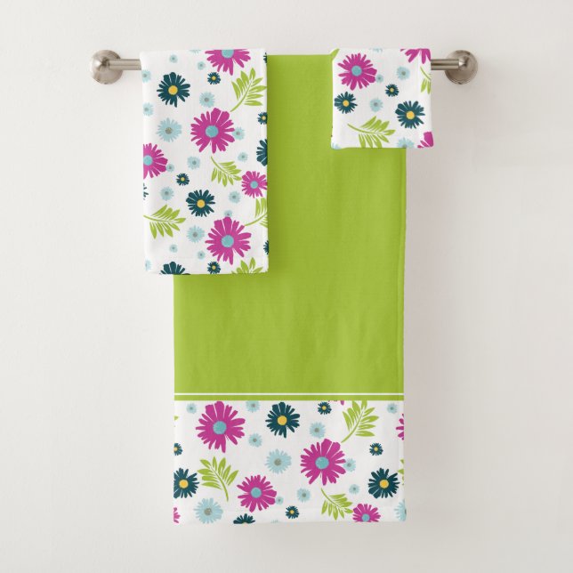 Daisy Garden Botanical Wildflower  Bath Towel Set (Insitu)