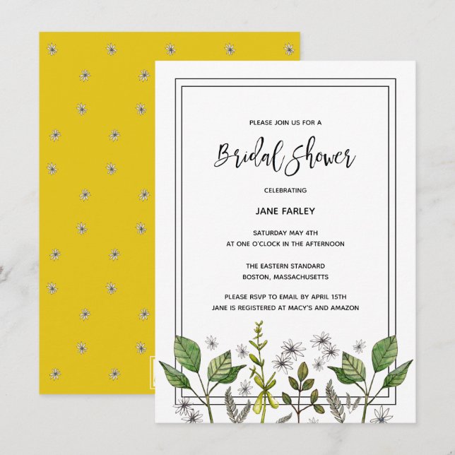 Daisy Garden Bridal Shower Invitation (Front/Back)