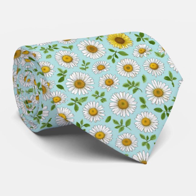 Daisy Garden Floral Pattern Tie (Rolled)