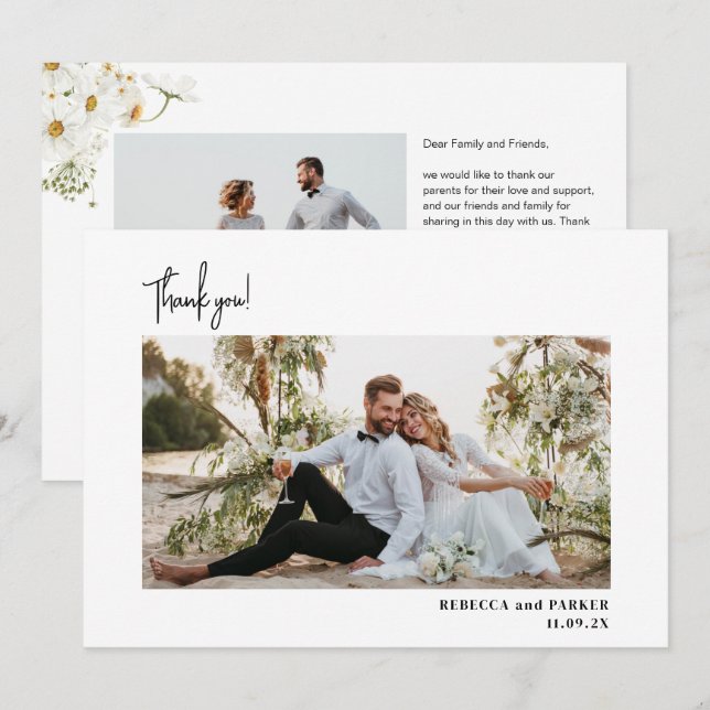 Daisy Garden Flowers Wedding Thank you photo (Front/Back)