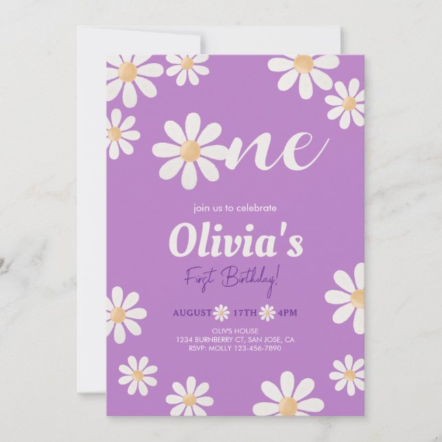  Daisy Girl birthday Invitation (Front)