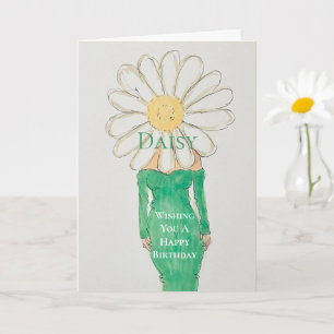 Daisy Girl Green Dress Card