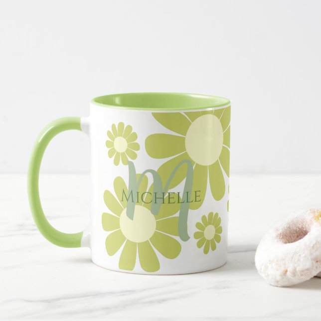 Daisy Green Monogram Mug (With Donut)