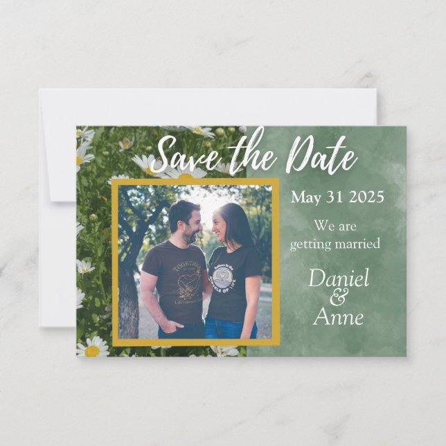 Daisy Green Save The Date Card (Front)