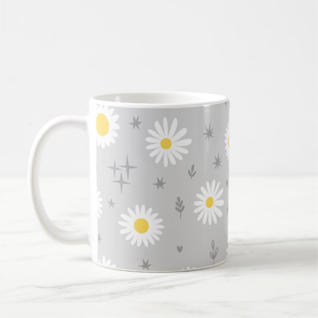 Daisy grey coffee mug (Left)
