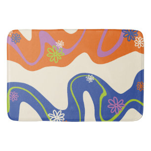 Daisy Groove Blue, Orange, Purple, Green, & Cream Bath Mat