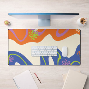 Daisy Groove Blue, Orange, Purple, Green, & Cream Desk Mat