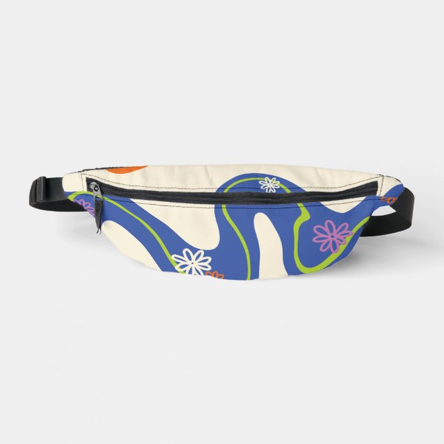 Daisy Groove Blue, Orange, Purple, Green, & Cream Fanny Pack (Front)