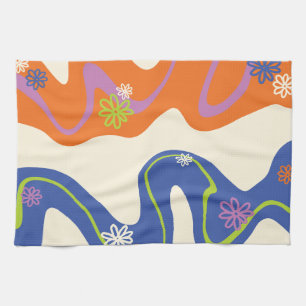 Daisy Groove Blue, Orange, Purple, Green, & Cream Kitchen Towel