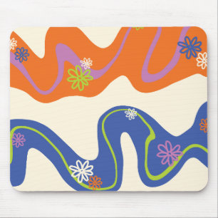 Daisy Groove Blue, Orange, Purple, Green, & Cream Mouse Pad