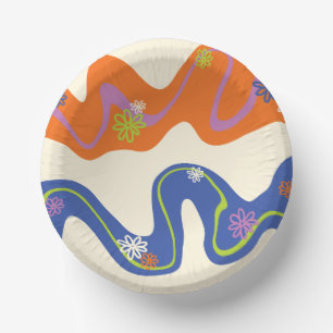 Daisy Groove Blue, Orange, Purple, Green, & Cream Paper Plate