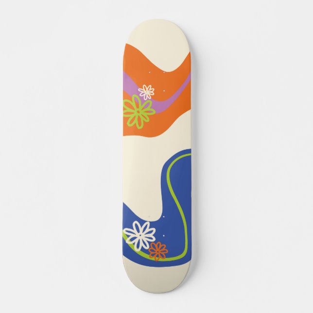 Daisy Groove Blue, Orange, Purple, Green, & Cream Skateboard (Front)