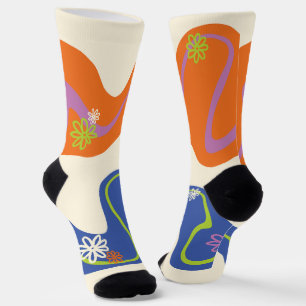 Daisy Groove Blue, Orange, Purple, Green, & Cream Socks
