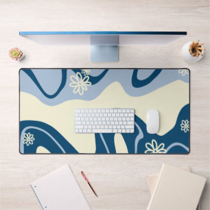 Daisy Groove - Dark Blue, Light Blue and Cream Desk Mat