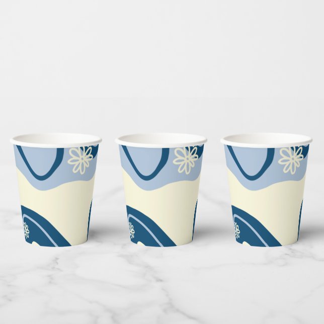 Daisy Groove - Dark Blue, Light Blue and Cream Paper Cups (Multi)