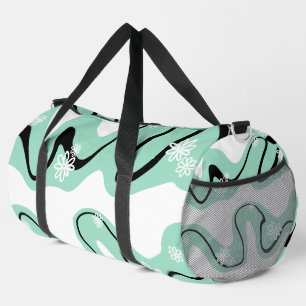 Daisy Groove in Mint Green, Black and White Duffle Bag