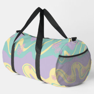 Daisy Groove Pastel Pink, Yellow, Purple & Green Duffle Bag