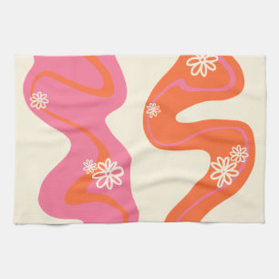 Daisy Groove - Pink, Orange and Cream Kitchen Towel