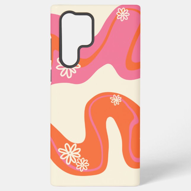 Daisy Groove - Pink, Orange and Cream  Samsung Galaxy S22 Ultra Case (Back)