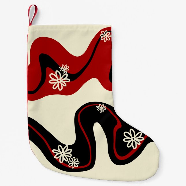 Daisy Groove - Red & Cream Small Christmas Stocking (Front)