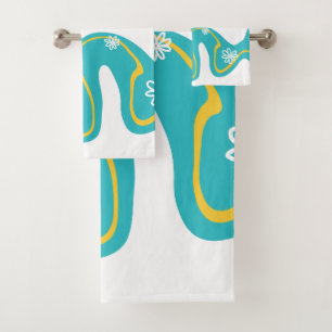 Daisy Groove - Turquoise and Yellow Bath Towel Set