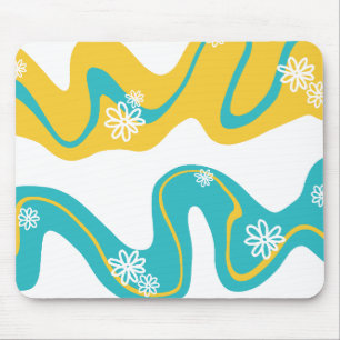 Daisy Groove - Turquoise and Yellow Mouse Pad