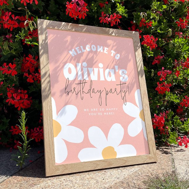 Daisy Groovy Girl Birthday Party Welcome Sign (Creator Uploaded)