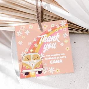 Daisy Groovy Two Birthday Party Square Favour Tags