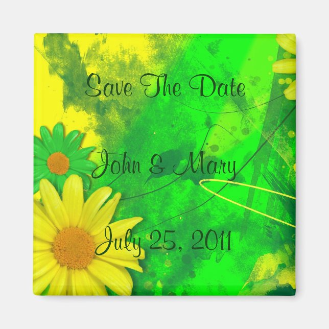 Daisy Grunge Save The Date Magnet (Front)