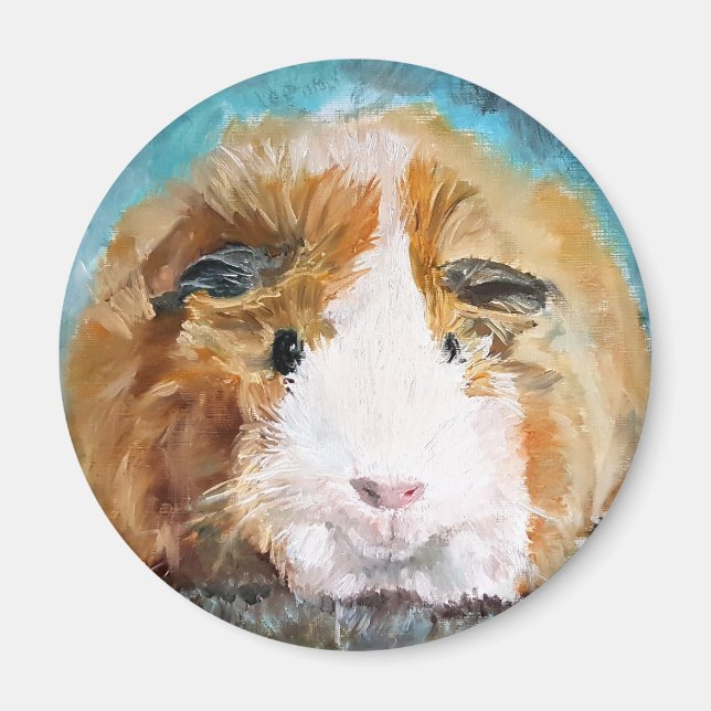 Daisy guinea pig oil painting magnet (Front)