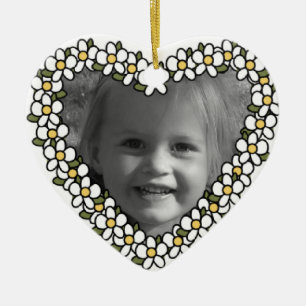 Daisy Heart Add Photo Custom Keepsake Ornament