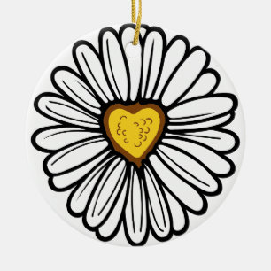DAISY HEART CERAMIC ORNAMENT
