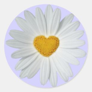 Daisy Heart Classic Round Sticker